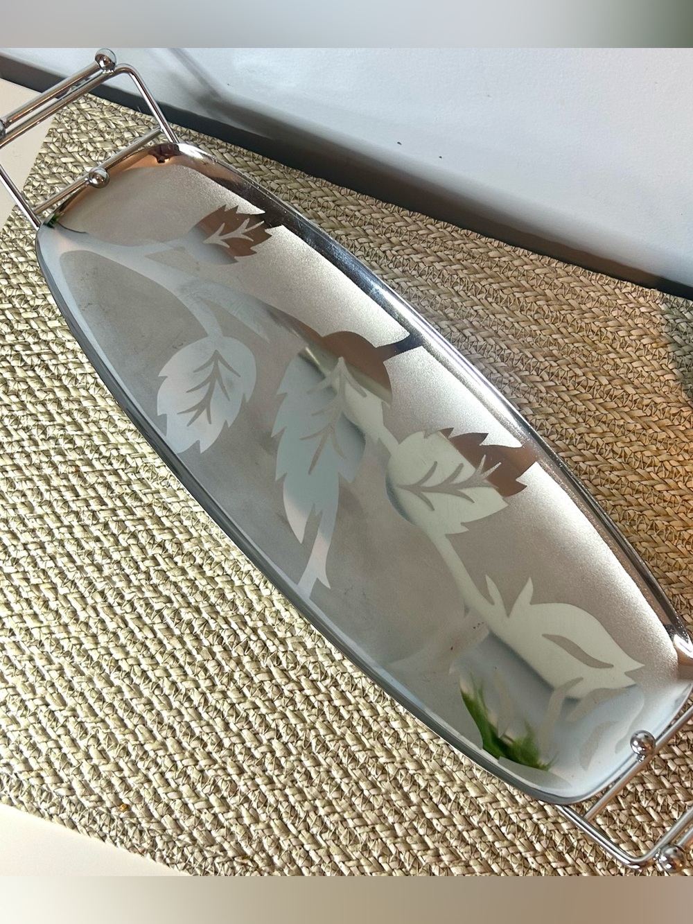 Vintage Lehman Bros Chrome Etched 
Serving Tray